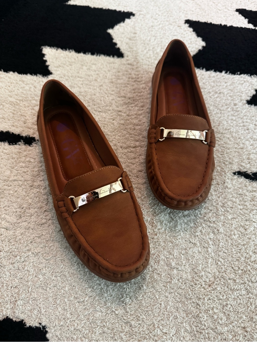 Gloria Vanderbilt Tan Loafers with Gold Accent